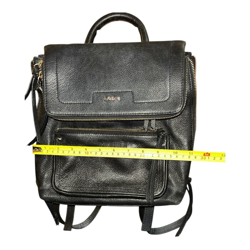 Lodis Black Modern Leather Backpack - Picture 12 of 15